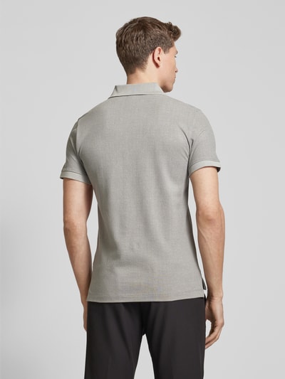 Geox Slim fit poloshirt met structuurmotief Zilver - 5