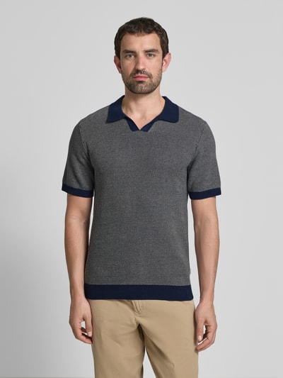 Jack & Jones Premium Regular Fit Poloshirt mit V-Ausschnitt Modell 'CEASTON' Dunkelblau 4