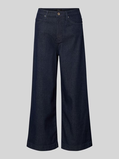 Produktfoto, Wide Leg Jeans aus Viskose-Baumwoll-Mix Modell 'SURI' von s.Oliver BLACK LABEL, dunkelblauer Denim, 5-Pocket-Design, High Waist, Cropped Länge