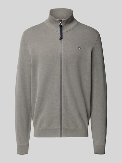 Produktfoto, Cardigan mit Stehkragen und Reißverschluss von Lerros in Two-Tone-Machart aus reiner Baumwolle, Regular-Fit, Label-Stitching.