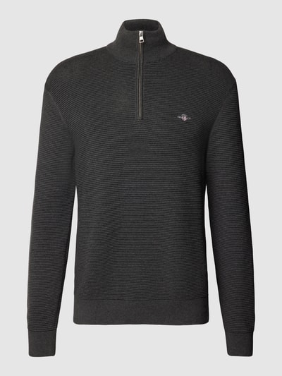 Gant Gebreide pullover met structuurmotief Antraciet - 2