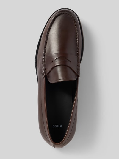 BOSS Loafers van glad leer met penny loafers Donkerbruin - 3