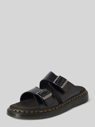 Dr. Martens Slides aus Leder mit Dornschließe Modell 'Josef' Black 1