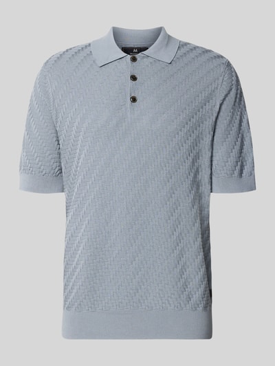 Produktfoto, Regular Fit Poloshirt aus reiner Baumwolle in Strick-Optik von Matinique, hellblau, Kurzarm, feine Struktur, Polokragen