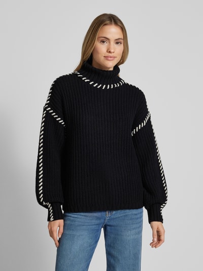 Vero Moda Loose Fit Strickpullover mit Ballonärmeln Modell 'NEWCREAM' Black 4