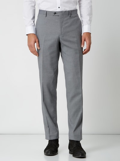 Christian Berg Men Pantalon met rechte pasvorm en geweven motief Middengrijs - 4