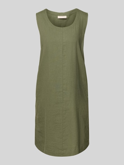 FREE/QUENT Knielanges Leinenkleid mit Rundhalsausschnitt Modell 'LAVA' Khaki 2