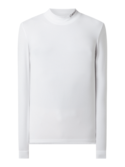 CK Calvin Klein Slim Fit Longsleeve mit Stehkragen  Weiss 2