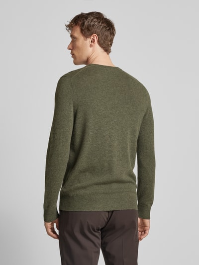 Christian Berg Men Strickpullover mit gerippten Abschlüssen Oliv Melange 5