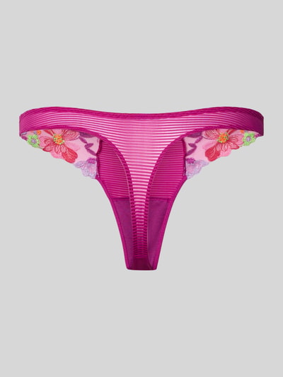 Productfoto, string met Stitchings model 'ODILLY' van Marie Jo, Materiaalmix met katoen, nauwsluitend, dames, roze, bloemdetails