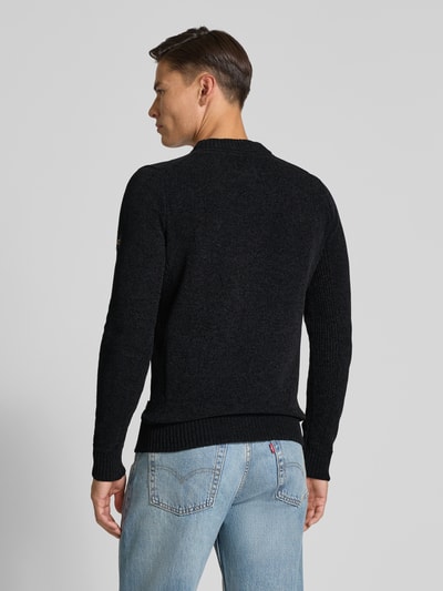 camel active Slim fit pullover in gebreide look, model 'Chinile' Antraciet - 5