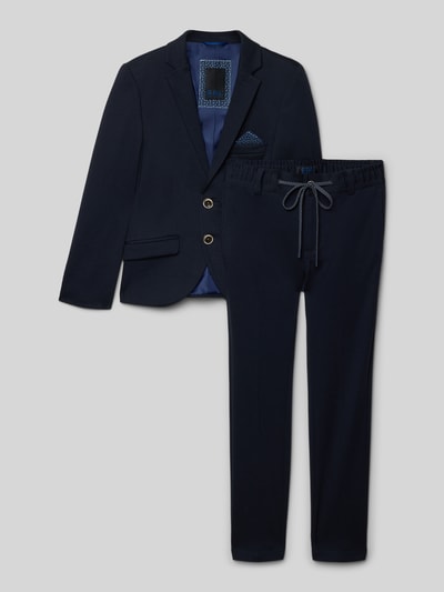 Produktfoto, Slim Fit Anzug mit Viskose-Anteil von G.O.L., granatowy, 2 guziki, krój slim fit, elastyczny materiał, rozcięcia, kieszenie, szerokość w rozmiarze 134: 31 cm, długość pleców: 49 cm, szerokość ramion: 27 cm, długość rękawa: 47 cm, długość nogawki: 61 cm