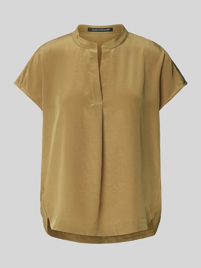 Luisa Cerano Blusenshirt in unifarbenem Design mit V-Ausschnitt Khaki 2