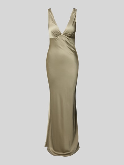 Jake*s Cocktail Abendkleid aus Viskose mit V-Ausschnitt Khaki 2