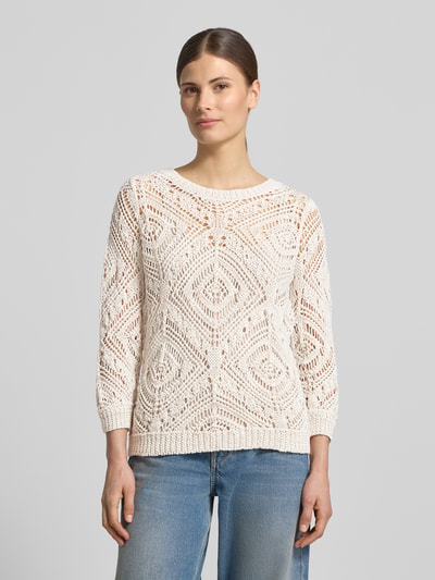 monari Strickshirt mit Rundhalsausschnitt Ecru 4