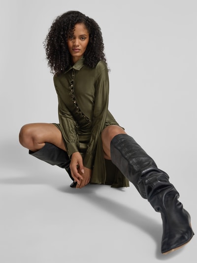 Rabanne Knielanges Kleid mit Knopfleiste Khaki 3