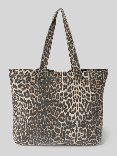 Review Shopper mit Logo-Print und langen Tragegriffen Taupe 4