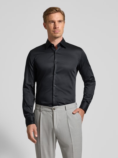 BOSS Slim Fit Businesshemd aus reiner Baumwolle Modell 'HANK' Black 4