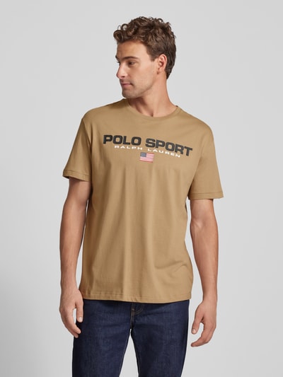 Polo Sport T-shirt met labelprint Kaki - 4