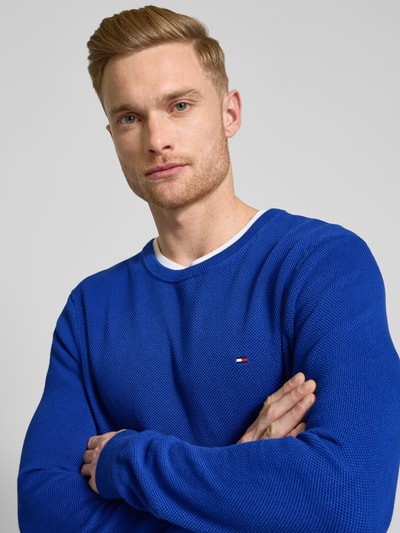 Tommy Hilfiger Gebreide pullover met logostitching Koningsblauw - 3