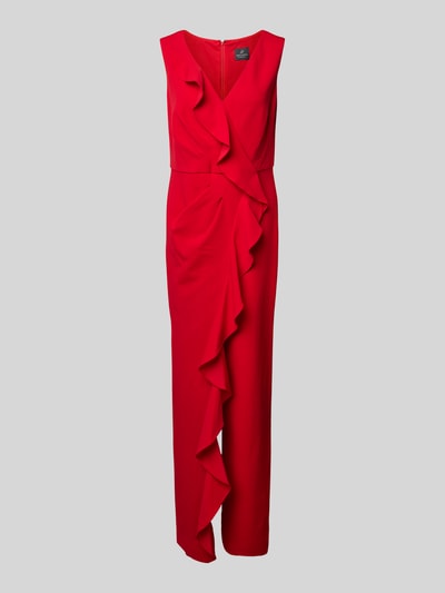 Adrianna Papell Jumpsuit mit Volants und V-Ausschnitt Rot 2