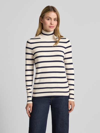 Christian Berg Woman Gebreide pullover met geribde col Ecru gemêleerd - 4