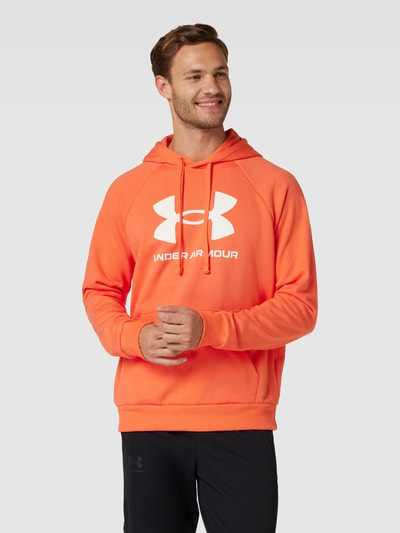 Under Armour Hoodie met labelprint, model 'Rival' Oranje - 4