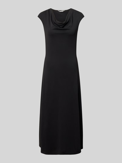 Produktfoto, sukienka midi Regular Fit Midikleid mit Wasserfall-Ausschnitt Modell Vetusta od MM by Max Mara, mieszanka mikromodalu, kolor czarny, krój regular fit, bez rękawów, długość tyłu w rozmiarze S 120 cm, szerokość w rozmiarze S 43 cm