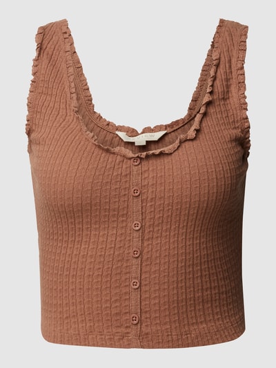 Review Korte top met ruchedetails Taupe - 2