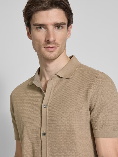 Christian Berg Men Freizeithemd mit Knopfleiste Taupe 3