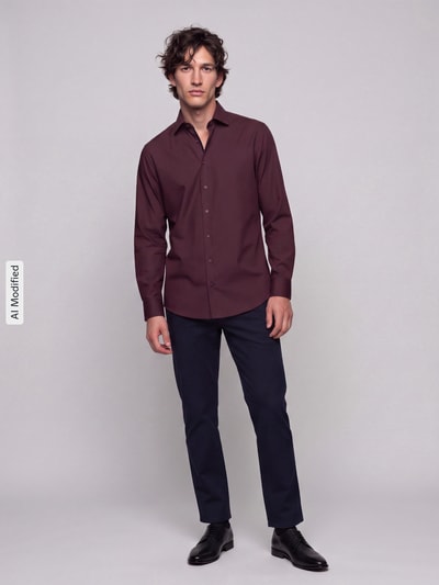 OLYMP Modern Fit Businesshemd aus reiner Baumwolle Bordeaux 1