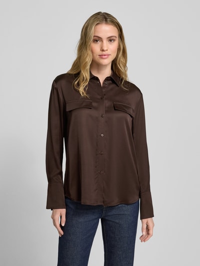 Style Icon Collection Bluzka satynowa z listwą guzikową – curated by Anouk Yve Ciemnobrązowy 4