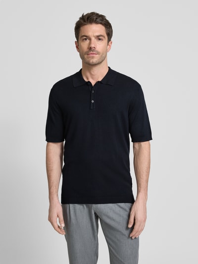 Casual Friday Slim Fit Poloshirt mit gerippten Abschlüssen Modell 'KARLO' Dunkelblau 4