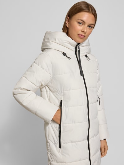 khujo Regular fit gewatteerde lange jas met gevoerde opstaande kraag, model Jilia' Offwhite - 3