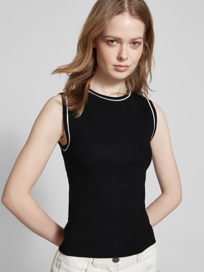 ZABAIONE Tanktop mit gerippten Abschlüssen Modell 'Lexi' Black 3