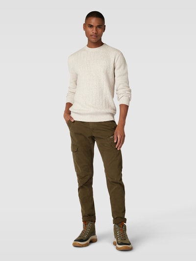 Esprit Collection Sweter z dzianiny z prążkowanymi wykończeniami Złamany biały 1