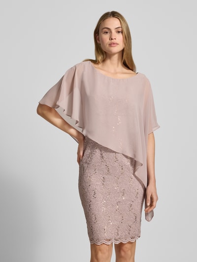 SWING Knielanges Cocktailkleid mit Paillettenbesatz Beige 4