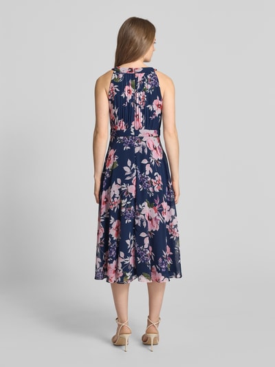 Christian Berg Cocktail Cocktailkleid mit gelegten Falten und Taillenband Dunkelblau 5