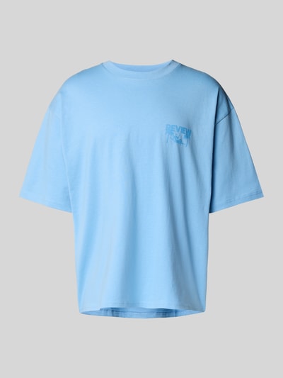 REVIEW T-shirt o kroju oversized z nadrukiem z logo Jasnoniebieski 2