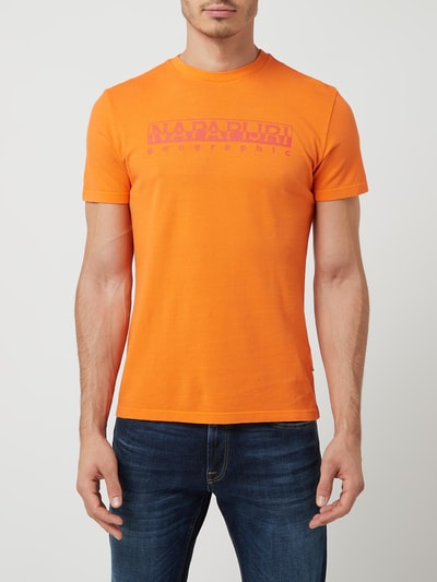Napapijri T-shirt met logoprint, model 'Serial' Oranje - 4