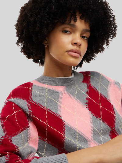 Tommy Hilfiger Regular Fit Pullover mit Argyle-Muster Rosa 3