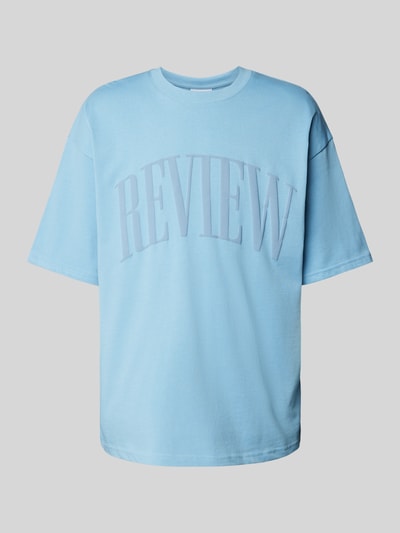 REVIEW T-shirt met labelprint Rookblauw - 2