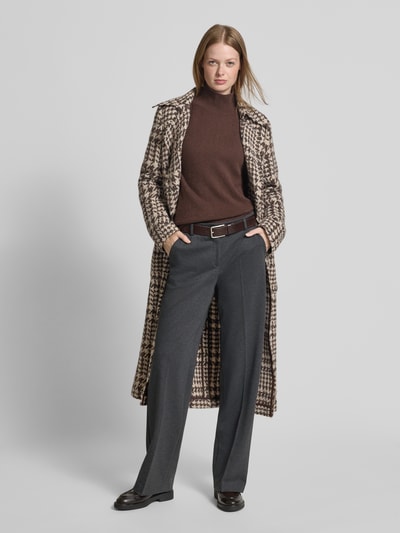 Brax Straight fit bandplooibroek van viscosemix, model 'STYLE.MAINE' Donkergrijs - 1