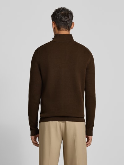 SELECTED HOMME Bluza z kołnierzem o kroju regular fit z czystej bawełny model ‘DANE’ Czekoladowy 5