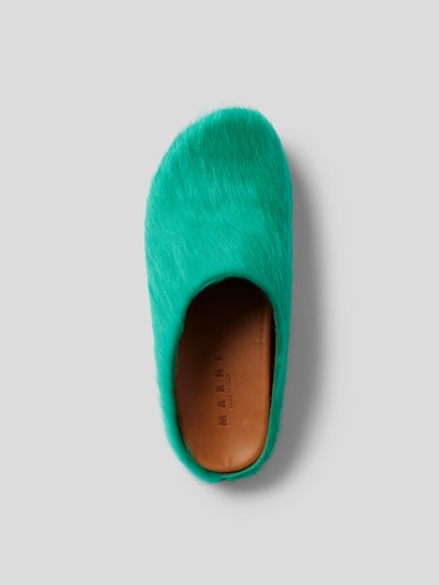 Marni Slides aus echtem Kalbshaar Hellgrün 5
