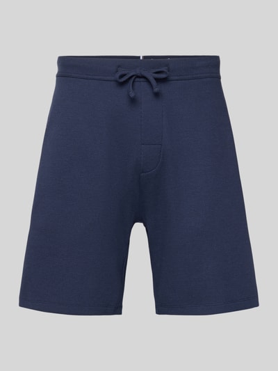 Produktfoto, granatowe Shorts mit elastischem Bund von Christian Berg Men, bawełniany miks ze stretchem, luźny krój, tunel, szerokość w rozmiarze M 43 cm, długość nogawki wewnętrznej 19 cm