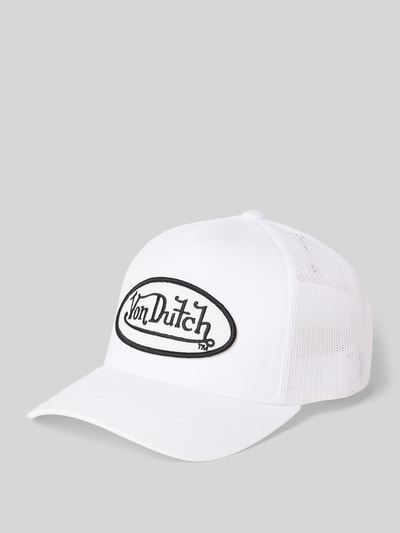 Produktfoto, Trucker Cap mit Logo-Stitching von Von Dutch für Herren aus weißem Baumwoll-Mix mit Mesh und Strapback-Verschluss.