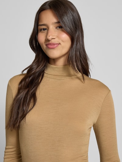 Weekend Max Mara Slim fit shirt met lange mouwen van een mix van wol en zijde, model 'TESEO' Camel - 3