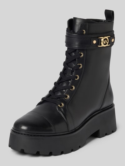 MICHAEL Michael Kors Schnürboots aus echtem Leder mit Zierschnalle Modell 'Mandy' Black 1