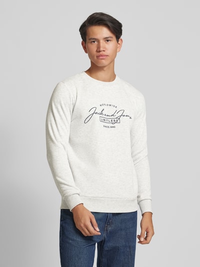 Jack & Jones Sweatshirt mit Label-Print Modell 'FERRIS' Offwhite Melange 4